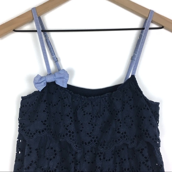 ABERCROMBIE & FITCH Cami Tank Top Eyelet Lace Stripe Boho Preppy Y2K Size Medium - Picture 2 of 12